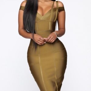 FashionNova olive green bandage dress